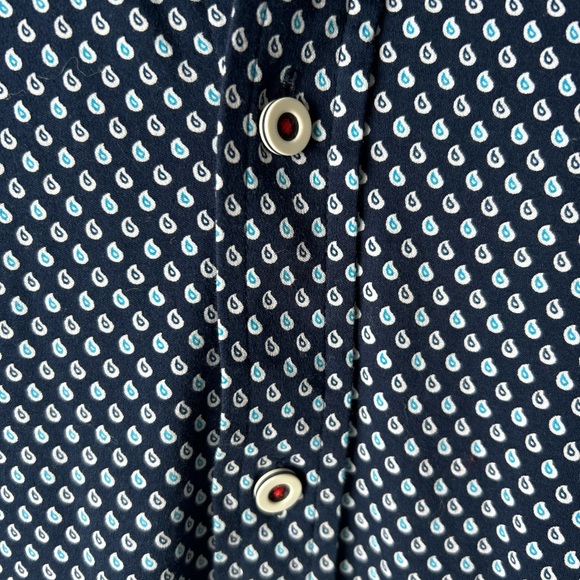 BUTTERCLOTH Men’s Slim Fit Button Down Shirt Size Large Raindrop Print Stretch - Picture 5 of 7